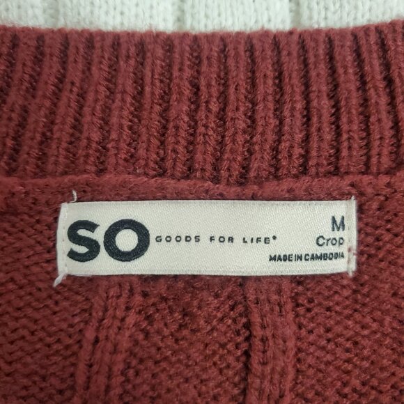 SO Womens Striped Cable Knit Cropped Sweater Vest Size M V Neck Tennis Preppy - Picture 3 of 9